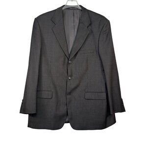 Naldini Mens Hand-Tailored Black Wool Blazer Super 120s Two-Button Size 42R